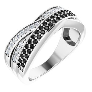 14K White 1/2 CTW Black & White Natural Diamond Ring